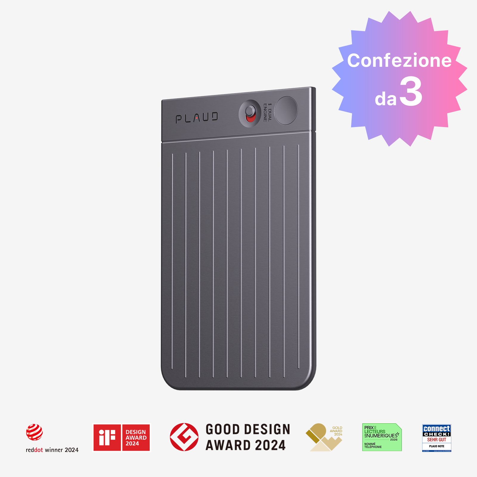 Registratore vocale IA PLAUD NOTE | Confezione da 3