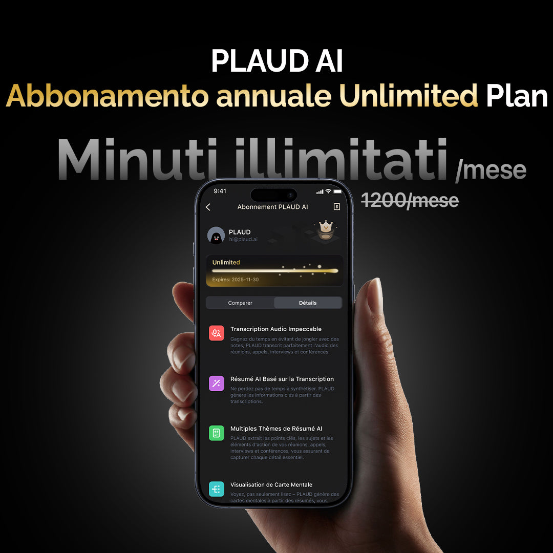 Abbonamento annuale illimitato PLAUD AI