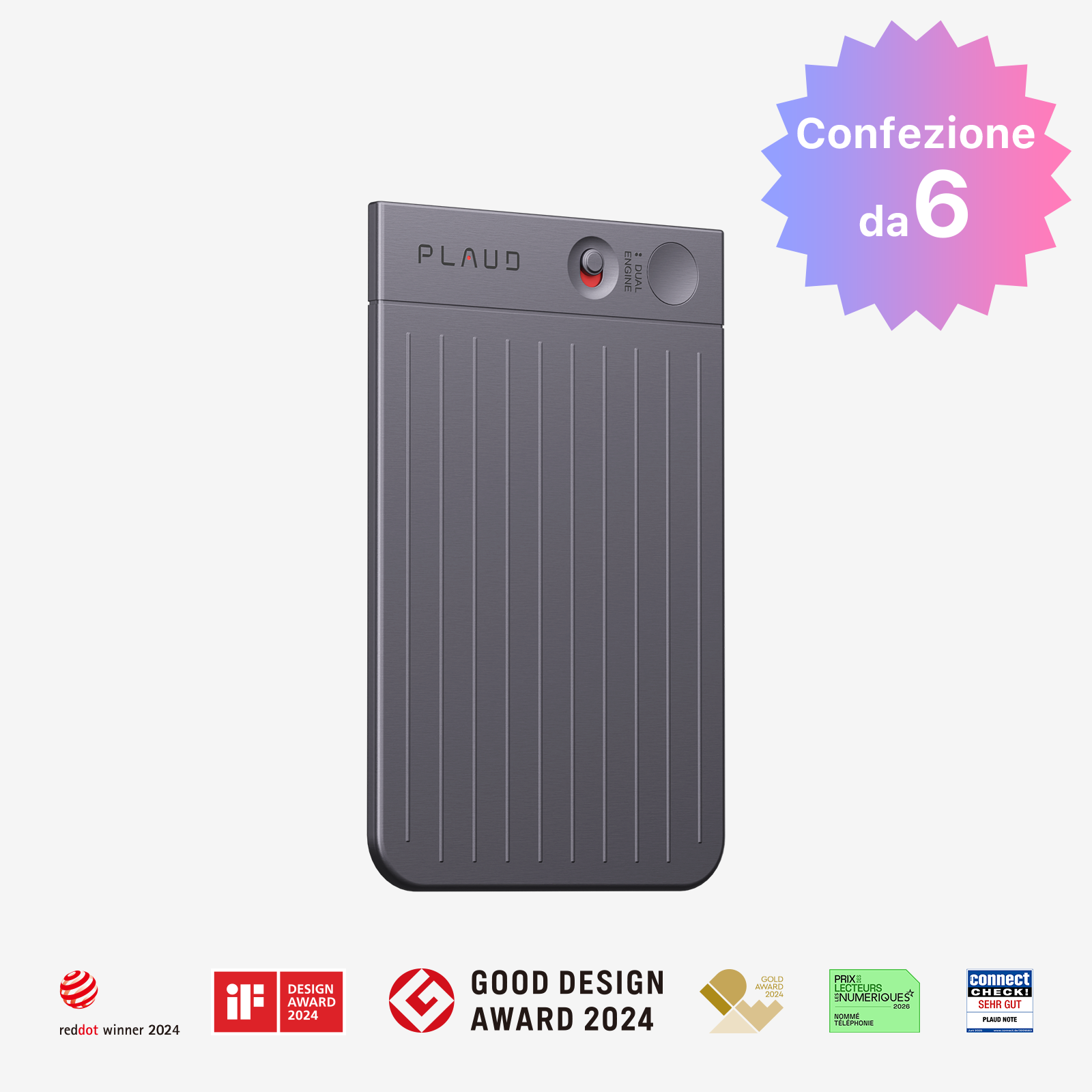 Registratore vocale IA PLAUD NOTE | Confezione da 6